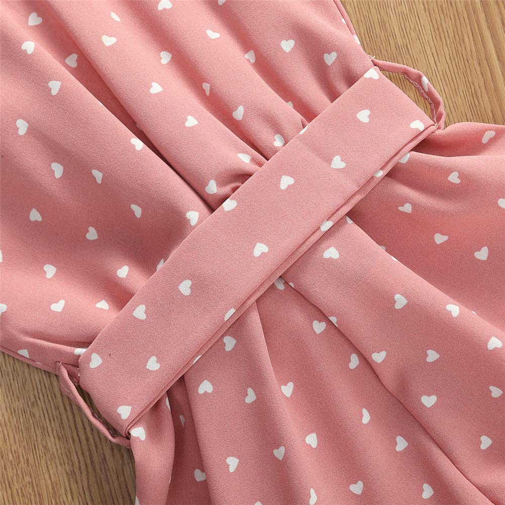 Toddler Baby Girl Heart Print Suspender Romper Jumpsuit Playsuit Holiday Clothes Kids Summer Outfit