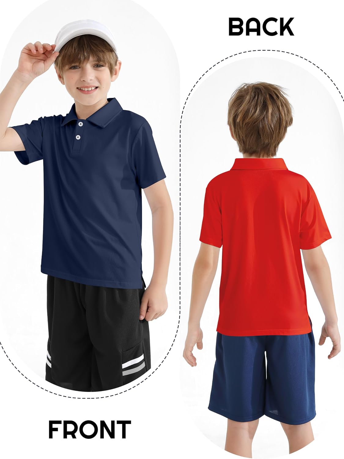 Resinta Paquete de 3 camisas de golf de manga corta para niños, secado rápido, secado rápido, para entrenamiento