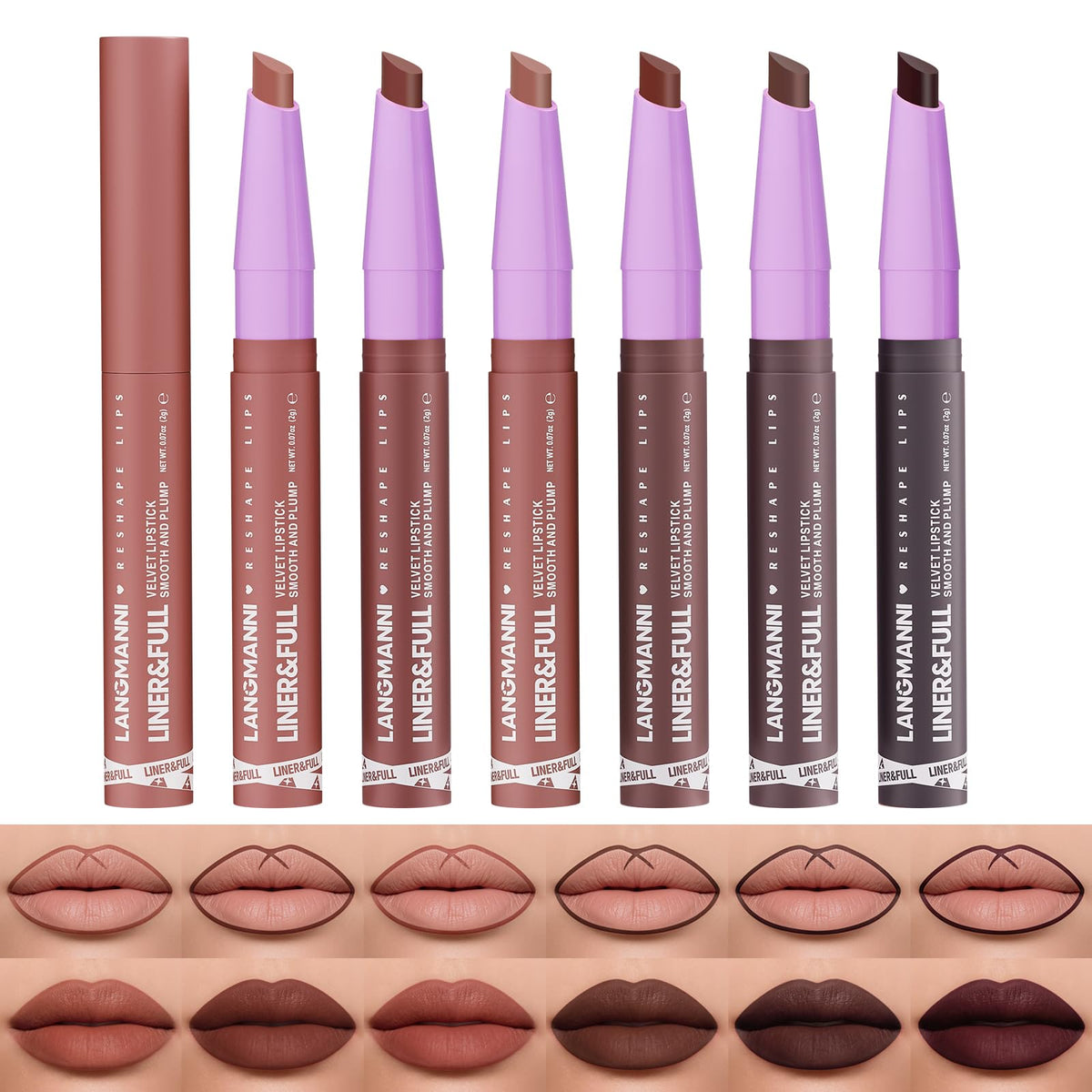 BestLand 12Pcs Matte Liquid Lipstick + Lip Liner Pens Set, Velvety Nude Lip Stain Waterproof Long Wear Makeup Gift Set