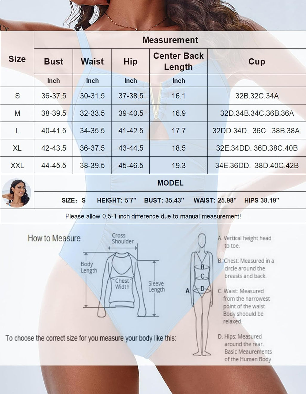 AI'MAGE Traje de baño de una pieza con control de abdomen para mujer, con cuello en V
