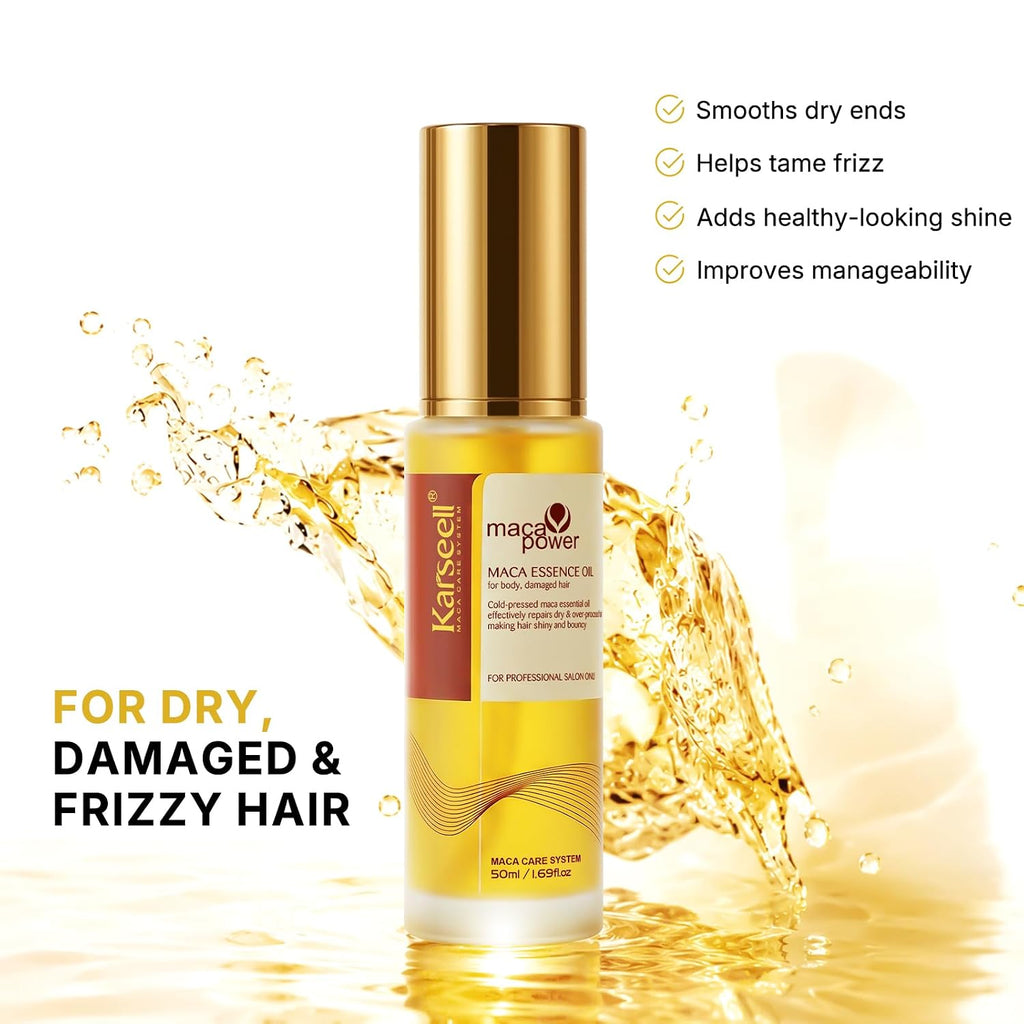 Karseell Aceite de Argán Marroquí 1.69 oz | para la curación del cabello prensado en frío aceite de argán sin peso suero para cabello seco dañado 1.7 fl oz