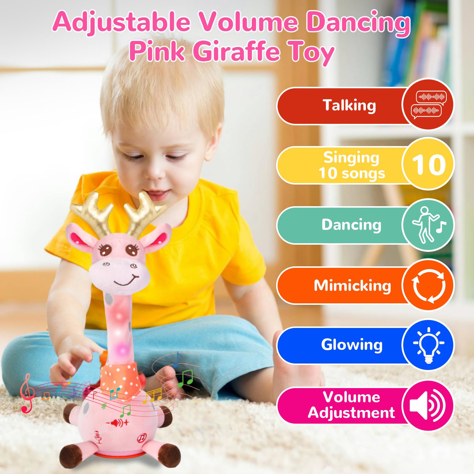 Cactus bailarín parlante - Repite lo que dices graba juguete para bebé | Bebé cantando grabación, imitando, repite lo que dices, musical interactivo, para niños y niñas de 1 año