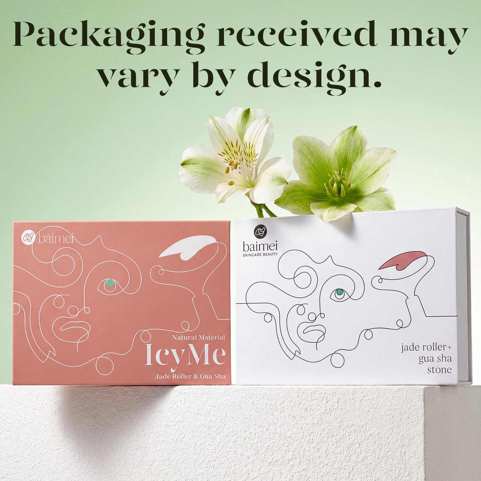 BAIMEI IcyMe - Rodillo de jade y Gua Sha, rodillo facial para reducir el enrojecimiento de la piel, cuidado personal para hombres y mujeres, masajeador para cara, ojos, cuello, alivia líneas finas y | Cooling Face Roller for Lymphatic Massage,Sculpting To