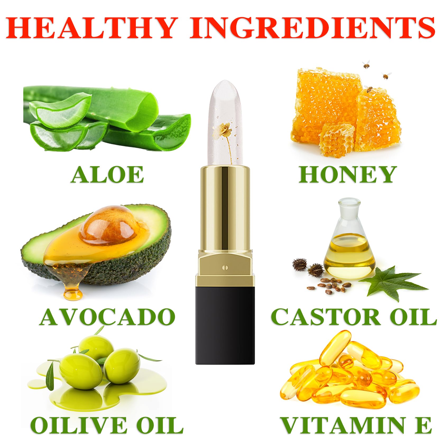 Labial de aloe vera, cuidado labial de larga duración, bálsamo labial nutritivo y voluminizador, brillo labial, cambio de color mágico con temperatura, 3 unidades