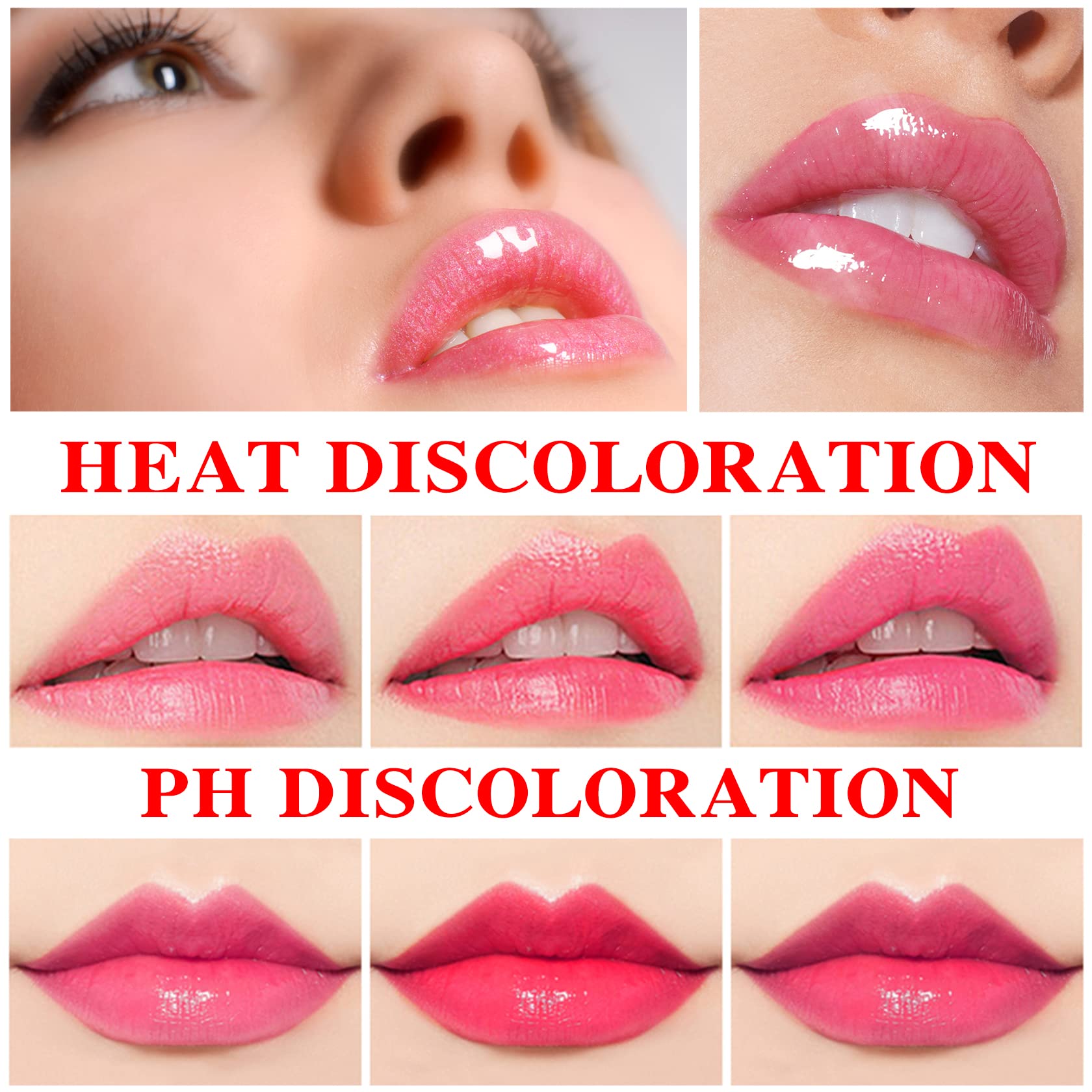Labial de aloe vera, cuidado labial de larga duración, bálsamo labial nutritivo y voluminizador, brillo labial, cambio de color mágico con temperatura, 3 unidades