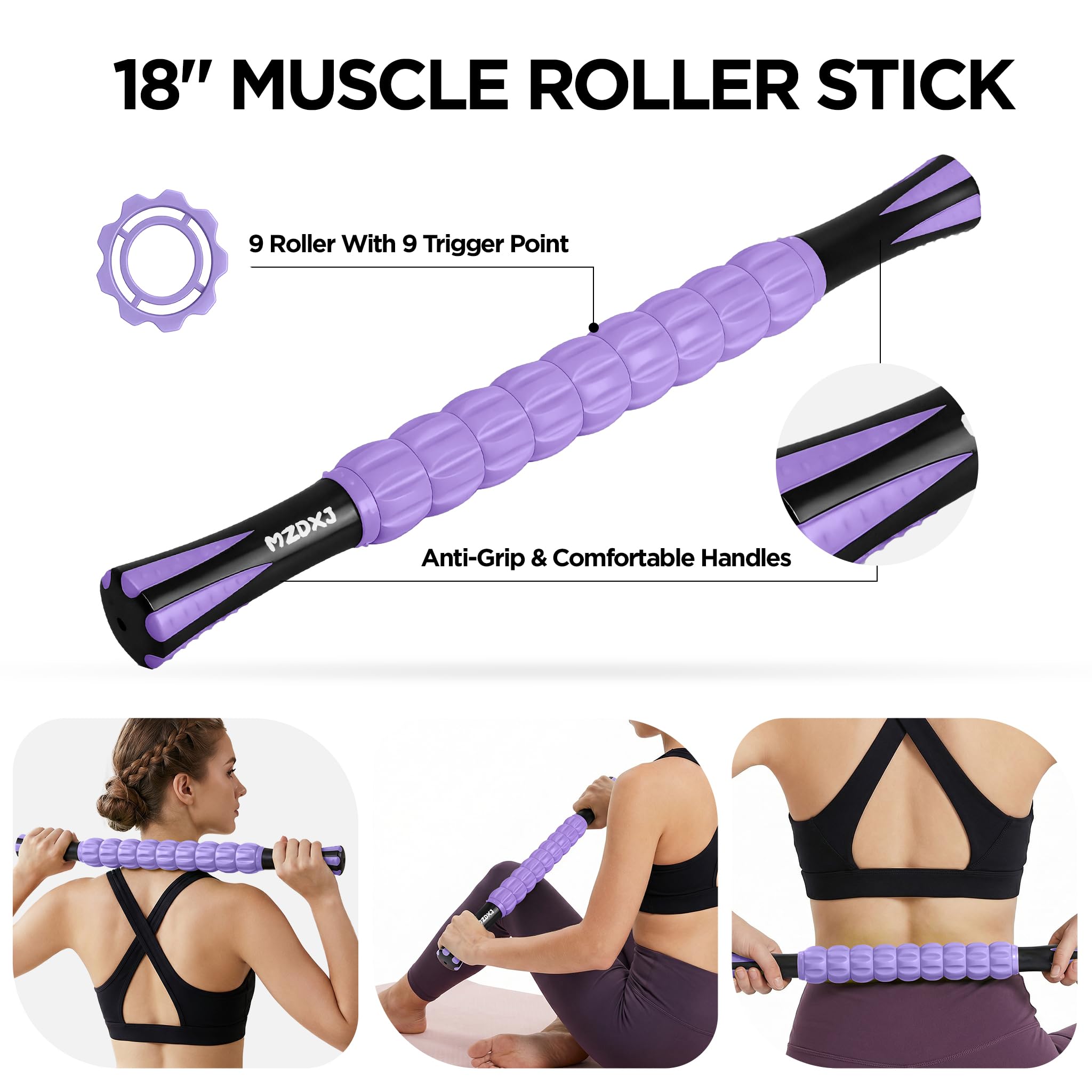 Rodillo de Masaje Muscular Bastón Rodillo de Masaje - Destructor de Fascia de Tejido Profundo para Alivio del Dolor Miofascial, Drenaje Linfático y Escultura Corporal, Herramienta Portátil de