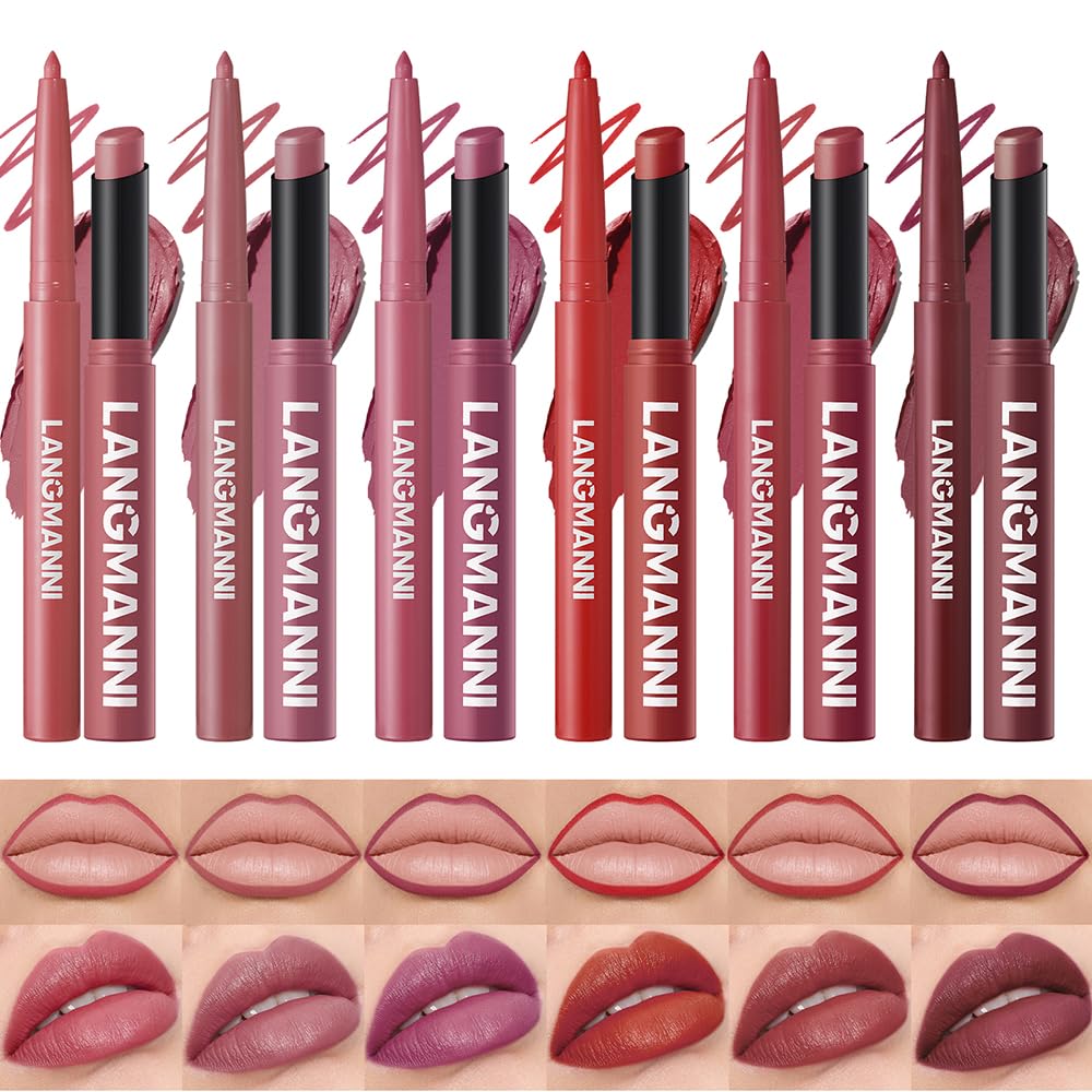 BestLand 12Pcs Matte Liquid Lipstick + Lip Liner Pens Set, Velvety Nude Lip Stain Waterproof Long Wear Makeup Gift Set