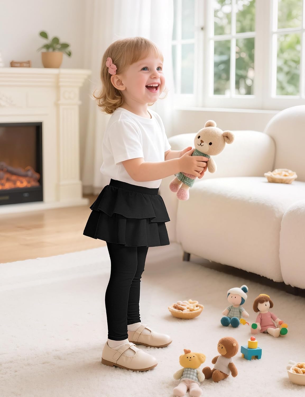 Witwot Paquete de 2 leggings tutú para niña, pantalones de algodón con falda con volantes, talla 18M-5T | Size 18M-5T Baby Girls Clothes