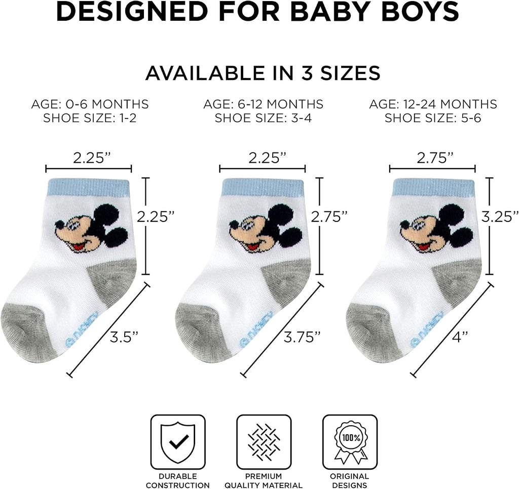 Disney baby-boys Baby Girls & Boys Minnie Mouse, Mickey Mouse, Baby Shark, Justice League 10-pack Infant Sock 0-24 Months