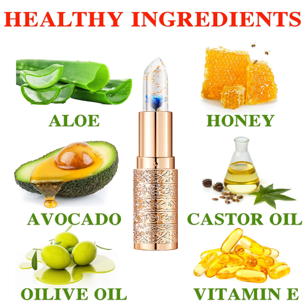 Labial de aloe vera, cuidado labial de larga duración, bálsamo labial nutritivo y voluminizador, brillo labial, cambio de color mágico con temperatura, 3 unidades