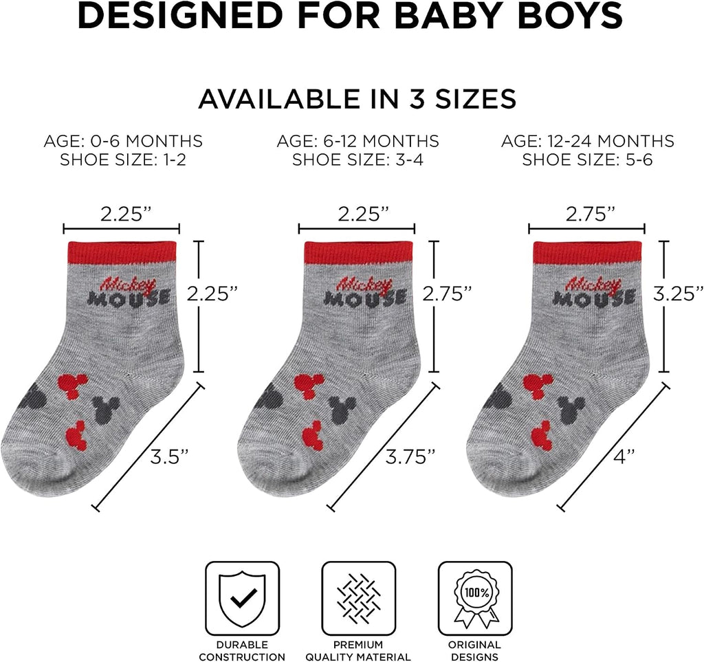 Disney baby-boys Baby Girls & Boys Minnie Mouse, Mickey Mouse, Baby Shark, Justice League 10-pack Infant Sock 0-24 Months