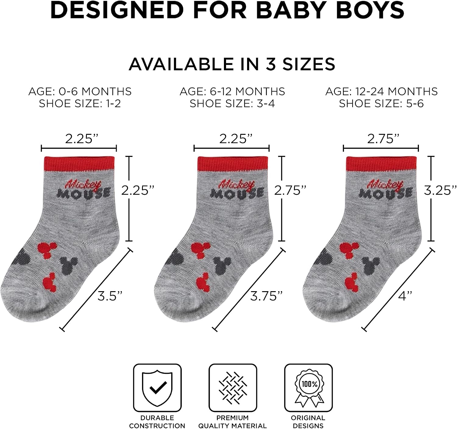 Disney baby-boys Baby Girls & Boys Minnie Mouse, Mickey Mouse, Baby Shark, Justice League 10-pack Infant Sock 0-24 Months