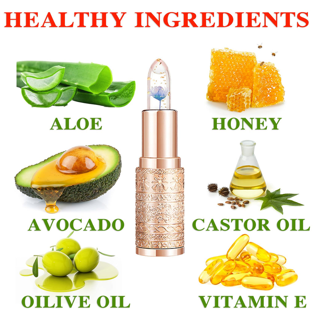 Labial de aloe vera, cuidado labial de larga duración, bálsamo labial nutritivo y voluminizador, brillo labial, cambio de color mágico con temperatura, 3 unidades