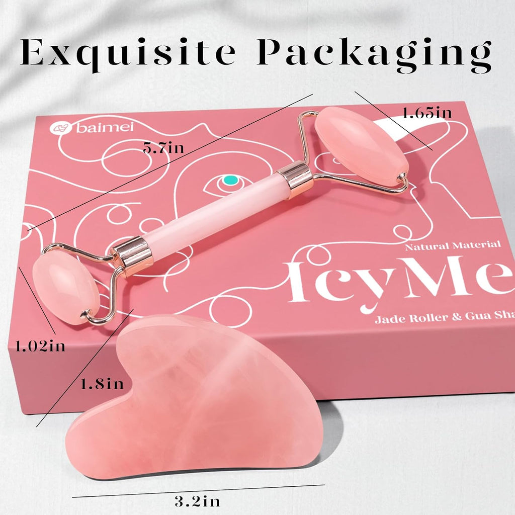 BAIMEI IcyMe - Rodillo de jade y Gua Sha, rodillo facial para reducir el enrojecimiento de la piel, cuidado personal para hombres y mujeres, masajeador para cara, ojos, cuello, alivia líneas finas y | Cooling Face Roller for Lymphatic Massage,Sculpting To