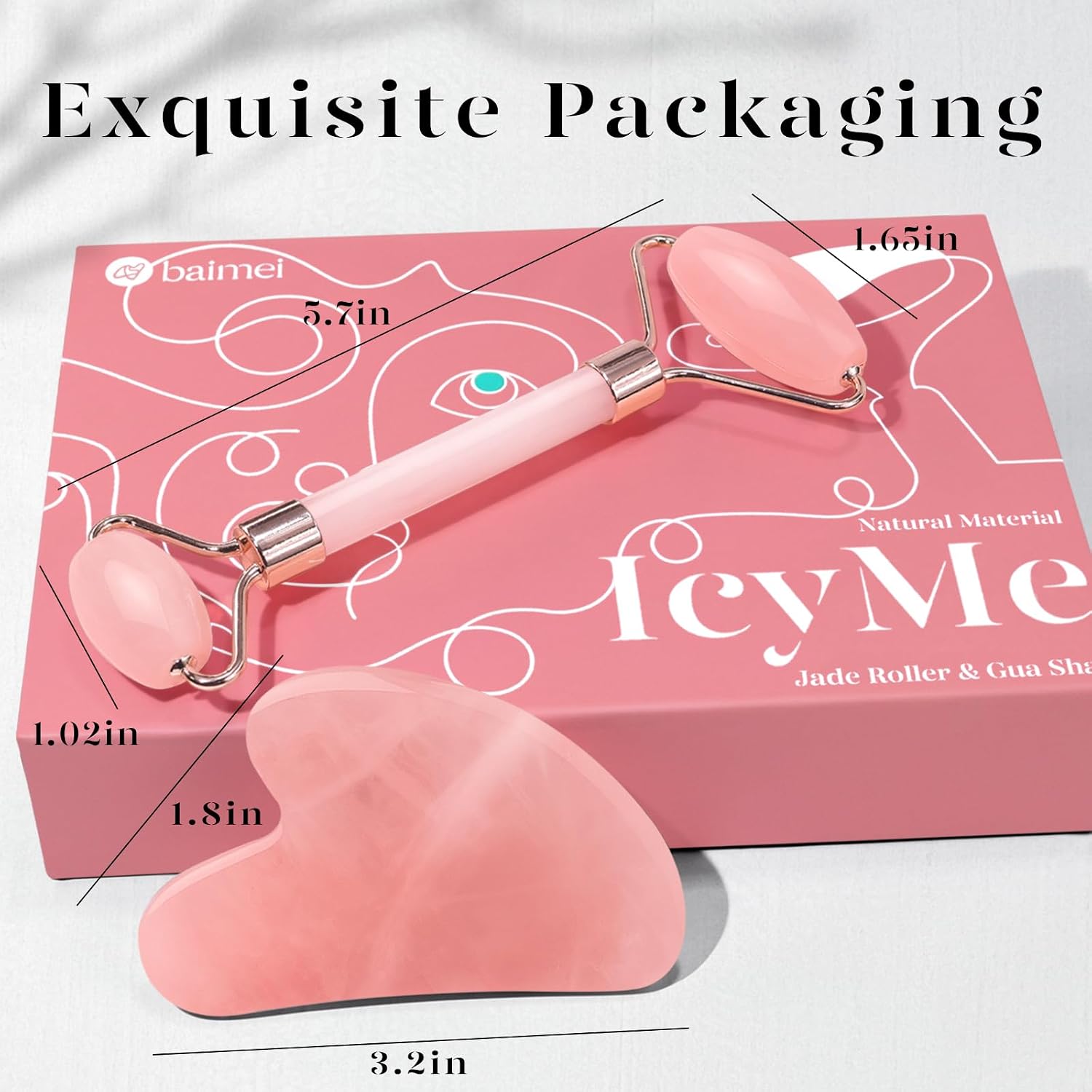 BAIMEI IcyMe - Rodillo de jade y Gua Sha, rodillo facial para reducir el enrojecimiento de la piel, cuidado personal para hombres y mujeres, masajeador para cara, ojos, cuello, alivia líneas finas y | Cooling Face Roller for Lymphatic Massage,Sculpting To
