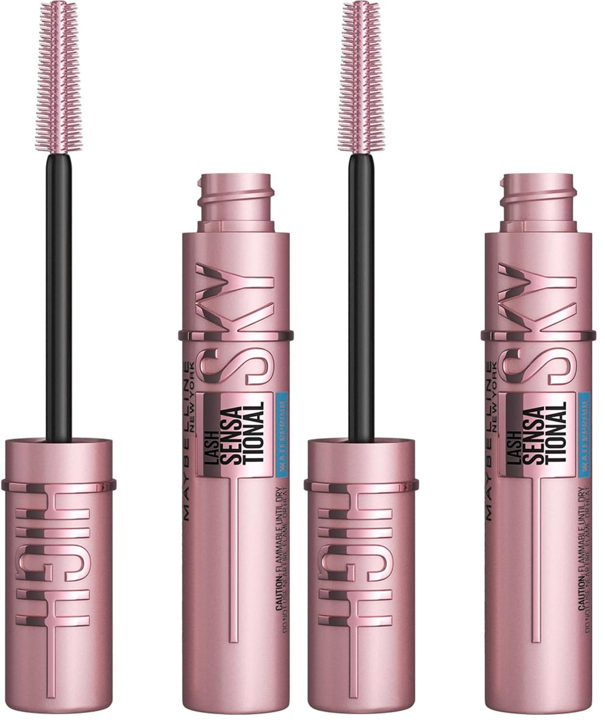 Maybelline Lash Sensational Sky High Washable Mascara Makeup, Volumizing, Lengthening, Defining, Curling, Multiplying, Buildable Formula, Blackest Black, 1 Count