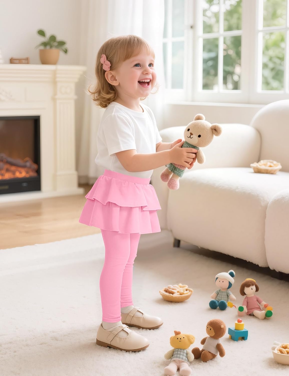 Witwot Paquete de 2 leggings tutú para niña, pantalones de algodón con falda con volantes, talla 18M-5T | Size 18M-5T Baby Girls Clothes