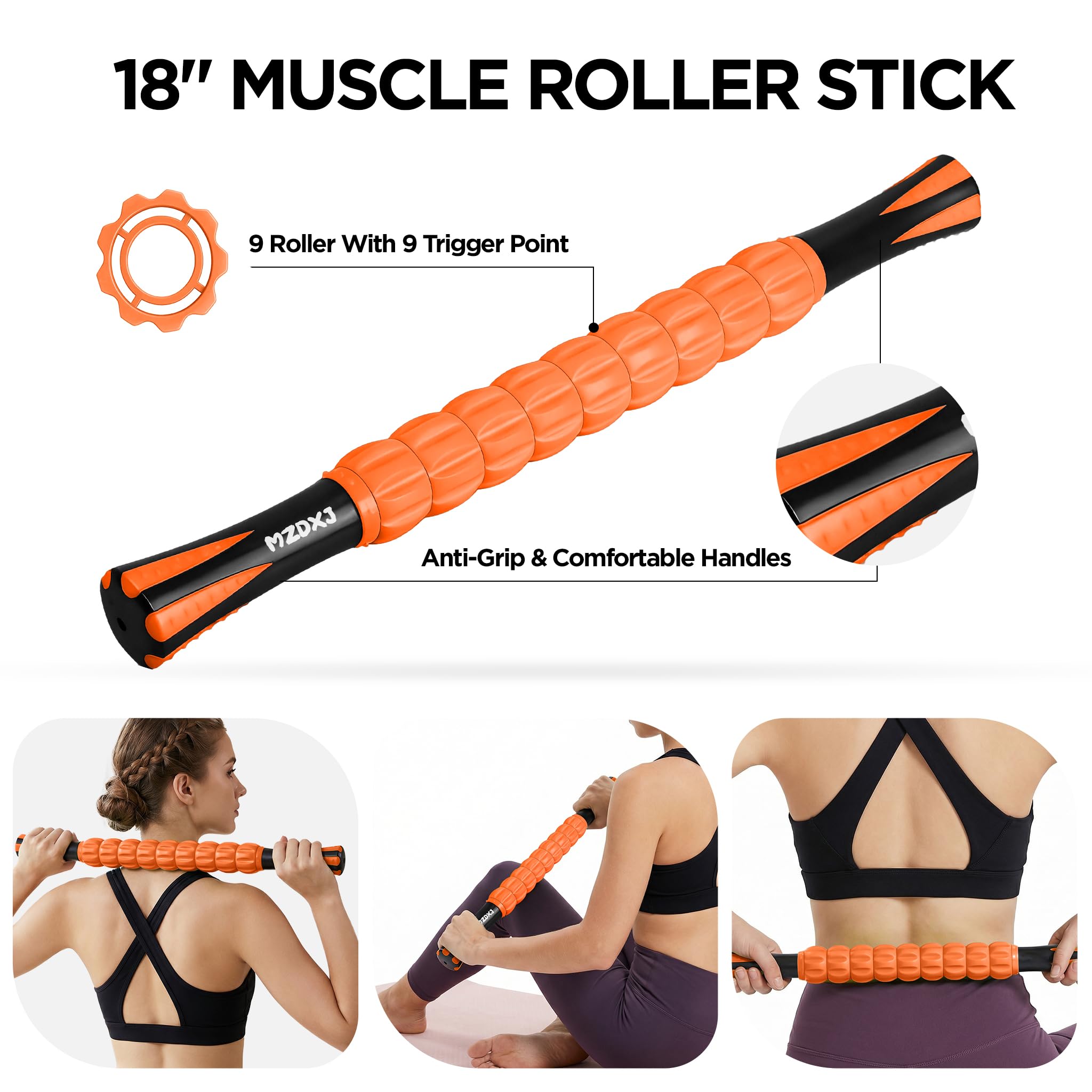 Rodillo de Masaje Muscular Bastón Rodillo de Masaje - Destructor de Fascia de Tejido Profundo para Alivio del Dolor Miofascial, Drenaje Linfático y Escultura Corporal, Herramienta Portátil de