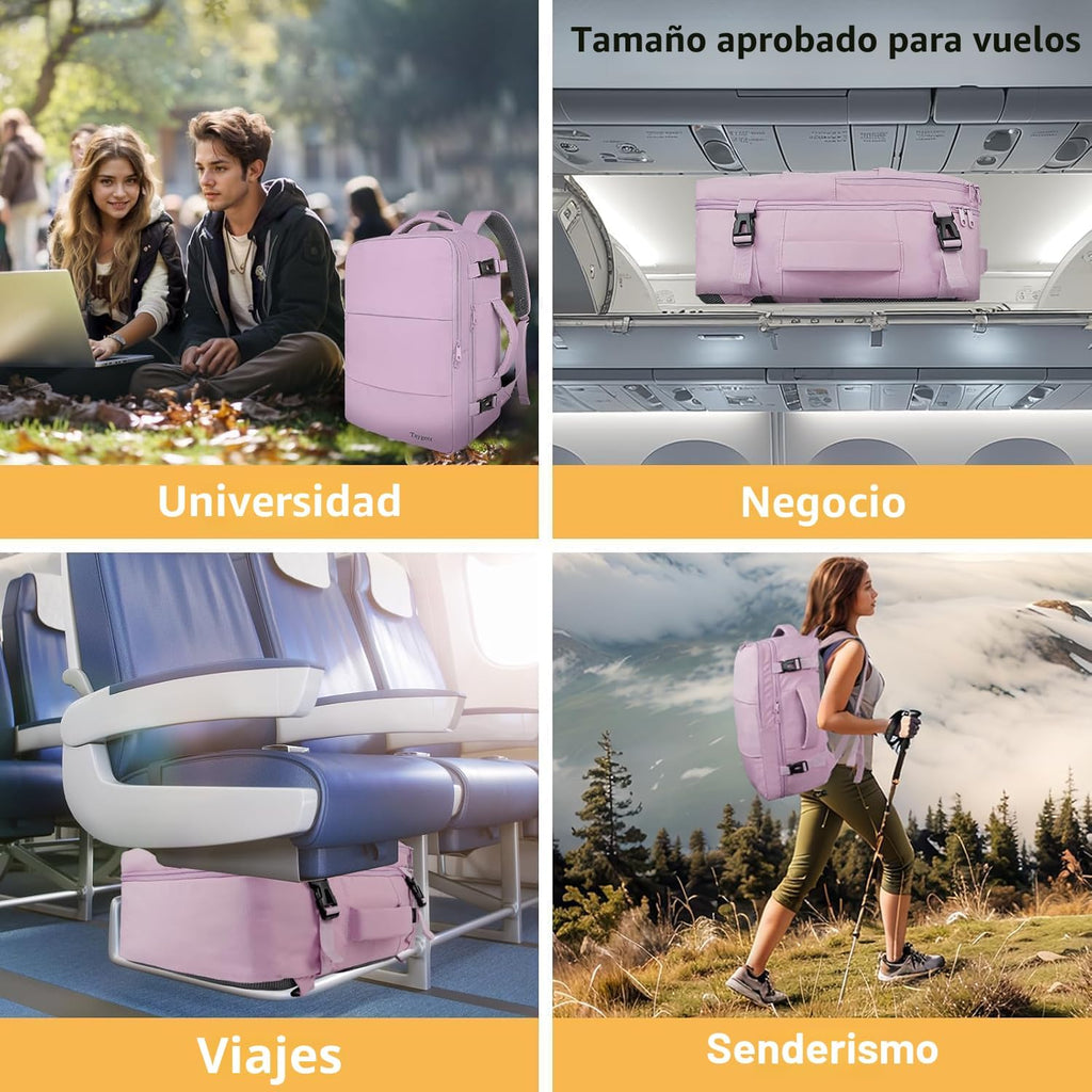 Taygeer - Mochila de viaje para mujeres, mochila de cabina con puerto de carga USB y bolsa para zapatos, mochila TSA para laptop de 15.6 pulgadas aprobada para vuelos, bolsa de enfermera, mochila | 15.6inch Laptop Mochila with Water Bottle Pocket & Shoe P