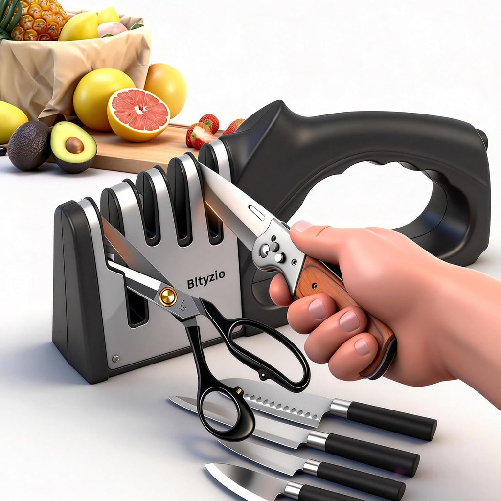 Afilador de cuchillos de cocina 4 en 1, kit de afilado de cuchillos multifuncional, accesorios de cocina elegantes adecuados para cuchillos de cocina, cuchillos de chef, cuchillos de precisión y