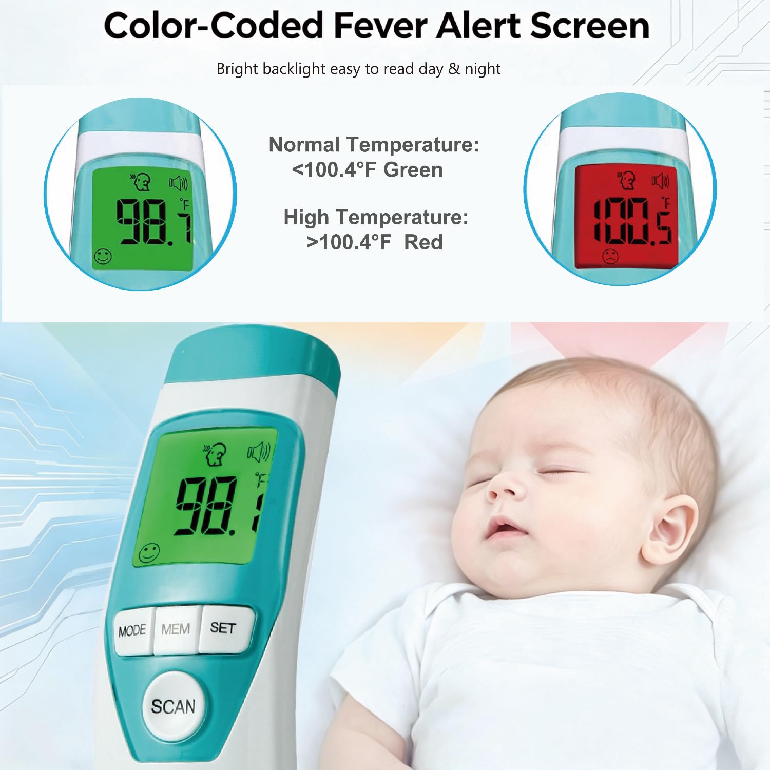 Termómetro de frente de grado médico Amplim para adultos, niños, bebés, termómetro infrarrojo digital sin contacto, lectura instantánea, detección precisa y rápida de fiebre, para uso en casa, clínica | Para adultos, niños, bebés, detección digital de fie