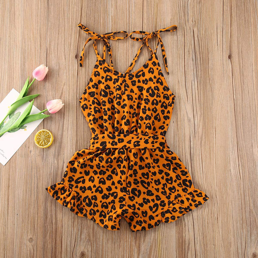 Toddler Baby Girl Heart Print Suspender Romper Jumpsuit Playsuit Holiday Clothes Kids Summer Outfit