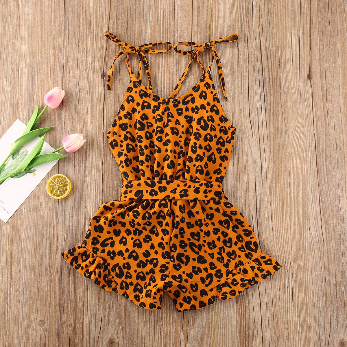 Toddler Baby Girl Heart Print Suspender Romper Jumpsuit Playsuit Holiday Clothes Kids Summer Outfit