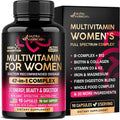 Multivitamínico para mujer - Complejo B | Alimentos integrales | Apoyo al crecimiento del cabello | Digestión y metabolismo | Hierro - Multivitamínico 47 en 1 para mujer - Biodisponible y suave para | Womens Multivitamin - Whole Foods | Hair Growth Suppor