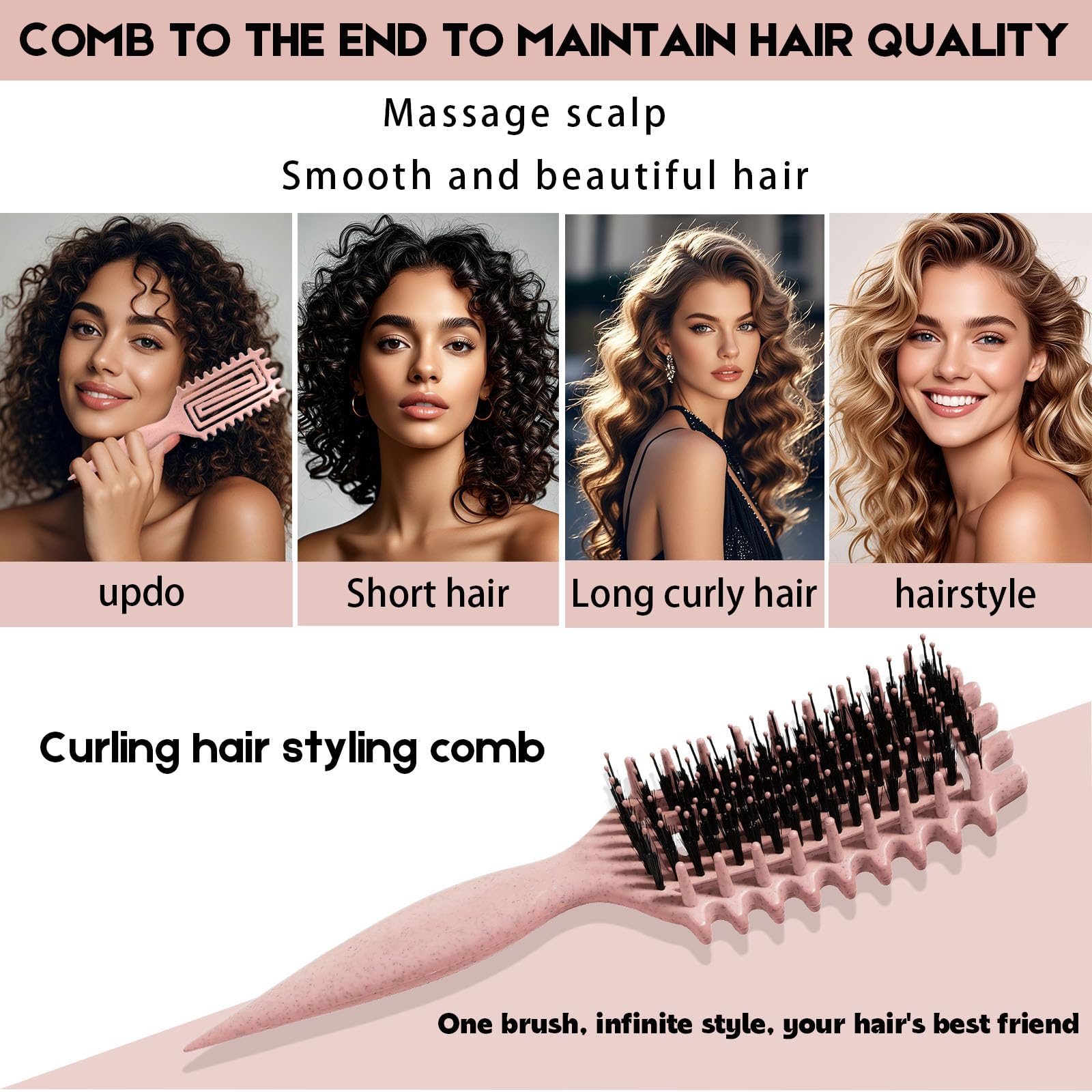Cepillo para cabello rizado Candybrush Cepillo para definir rizos para desenredar, dar forma y definir rizos para mujeres, hombres, cabello húmedo y seco (Morado)