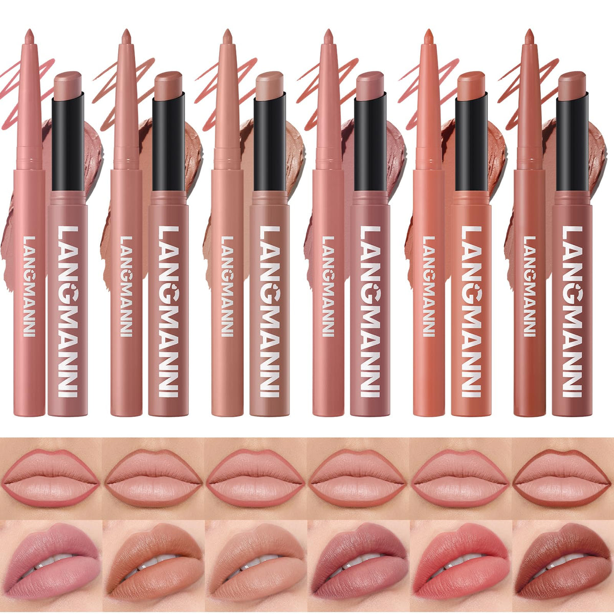 BestLand 12Pcs Matte Liquid Lipstick + Lip Liner Pens Set, Velvety Nude Lip Stain Waterproof Long Wear Makeup Gift Set