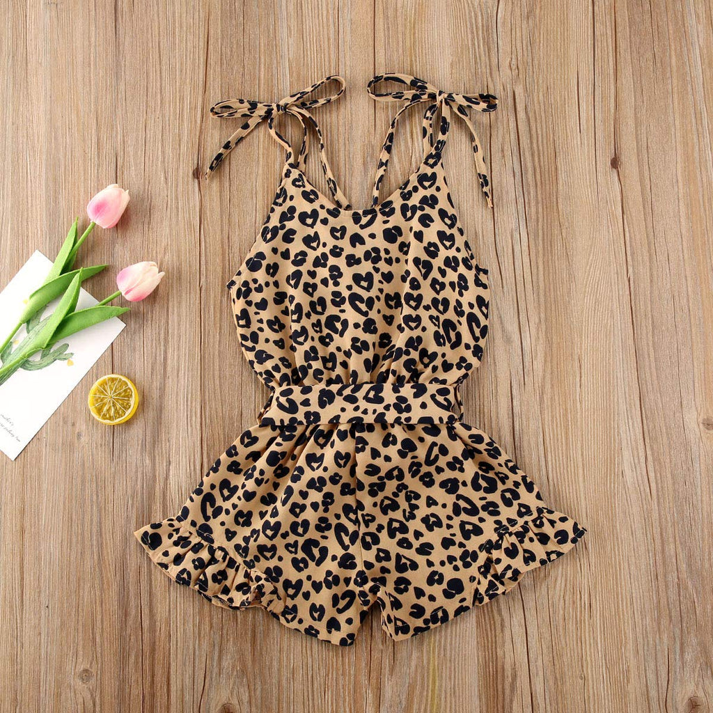 Toddler Baby Girl Heart Print Suspender Romper Jumpsuit Playsuit Holiday Clothes Kids Summer Outfit