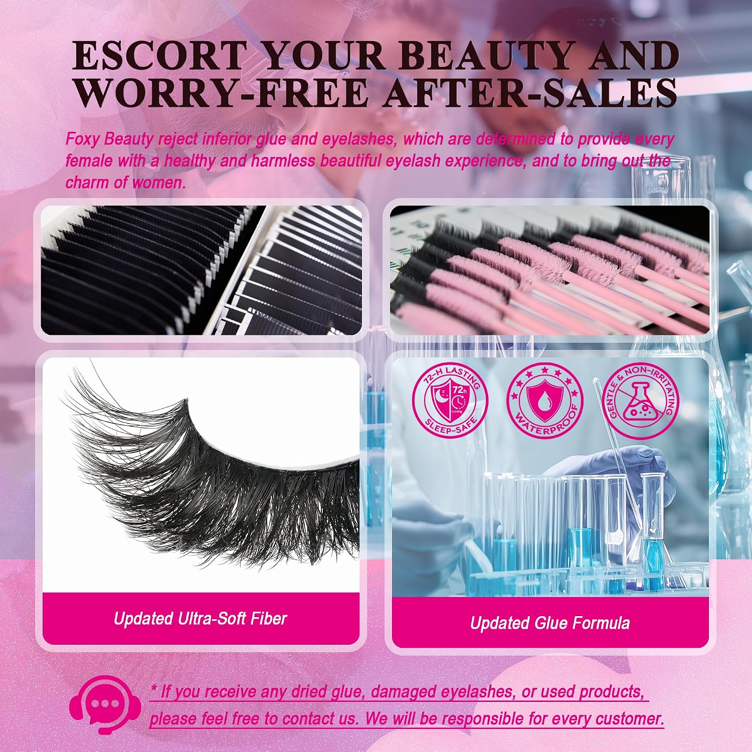 Foxy Beauty - Racimos de pestañas naturales – racimos de pestañas finas y esponjosas, extensiones de pestañas anchas con pestañas inferiores de bonificación
