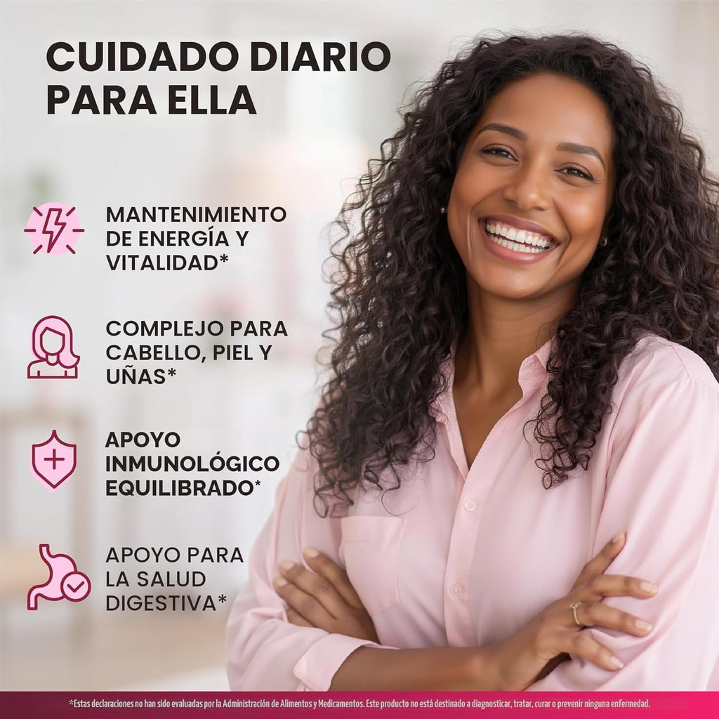 Multivitamínico para mujer - Complejo B | Alimentos integrales | Apoyo al crecimiento del cabello | Digestión y metabolismo | Hierro - Multivitamínico 47 en 1 para mujer - Biodisponible y suave para | Womens Multivitamin - Whole Foods | Hair Growth Suppor