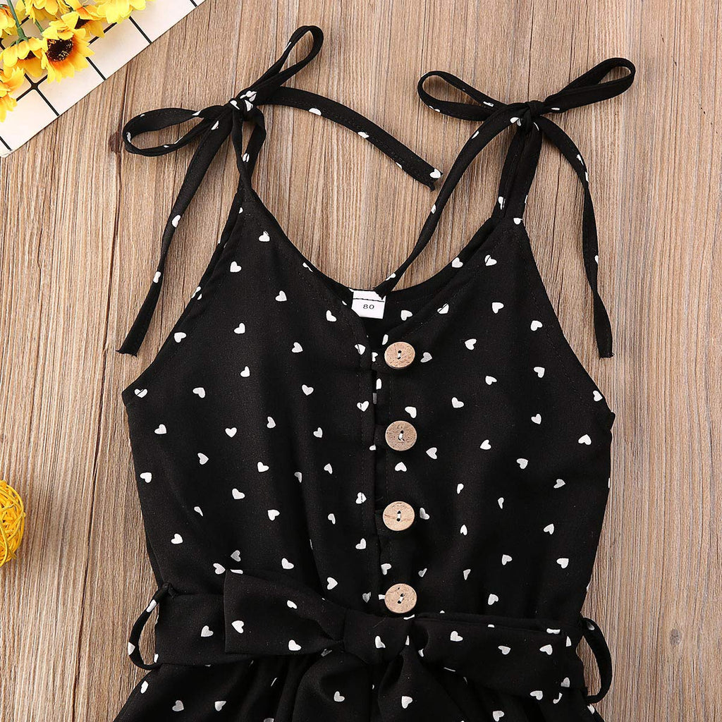 Toddler Baby Girl Heart Print Suspender Romper Jumpsuit Playsuit Holiday Clothes Kids Summer Outfit