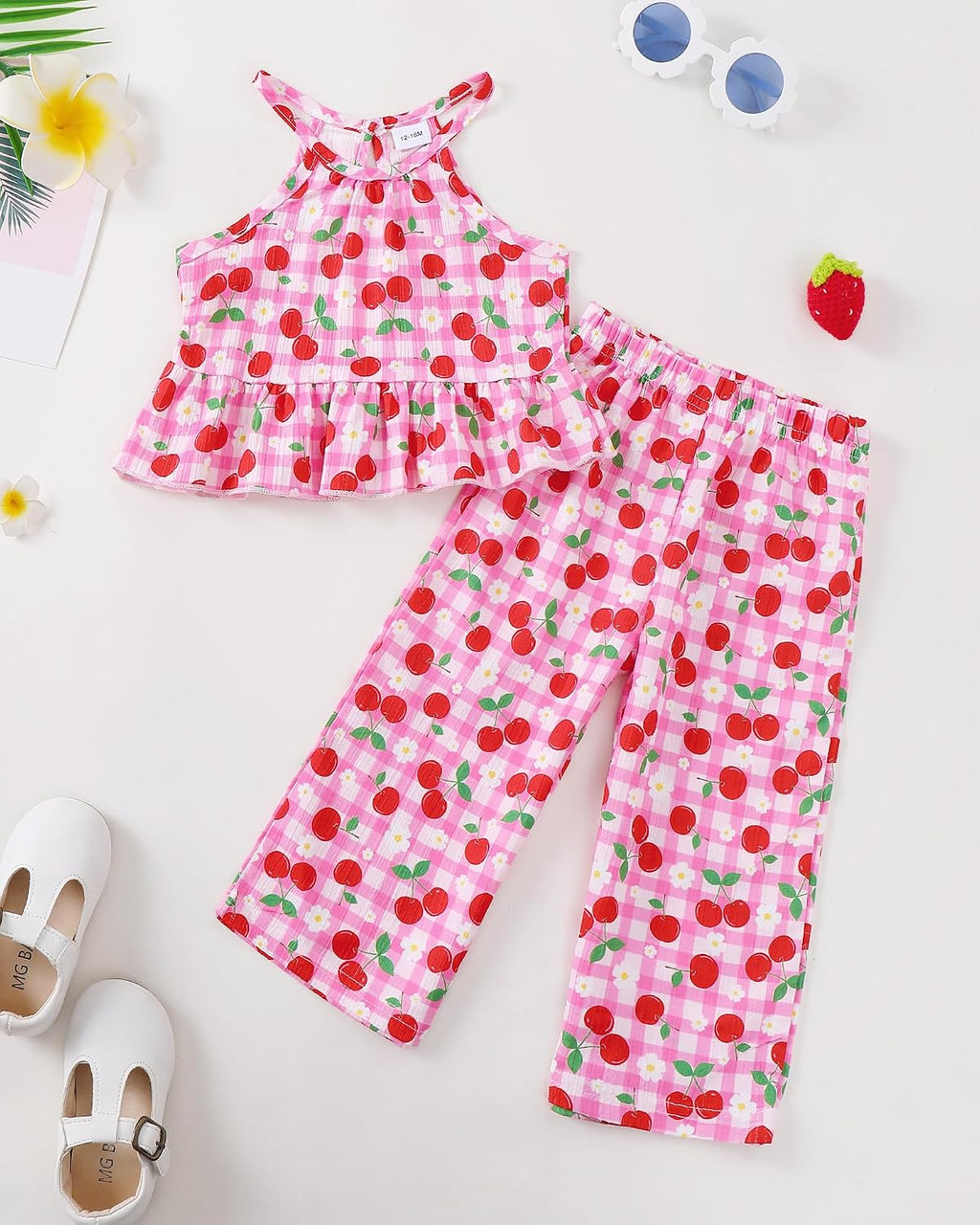 Kucnuzki Ropa de bebé niña pequeña trajes de verano Cami volantes halter tops pantalones de pierna ancha niños conjunto de ropa floral
