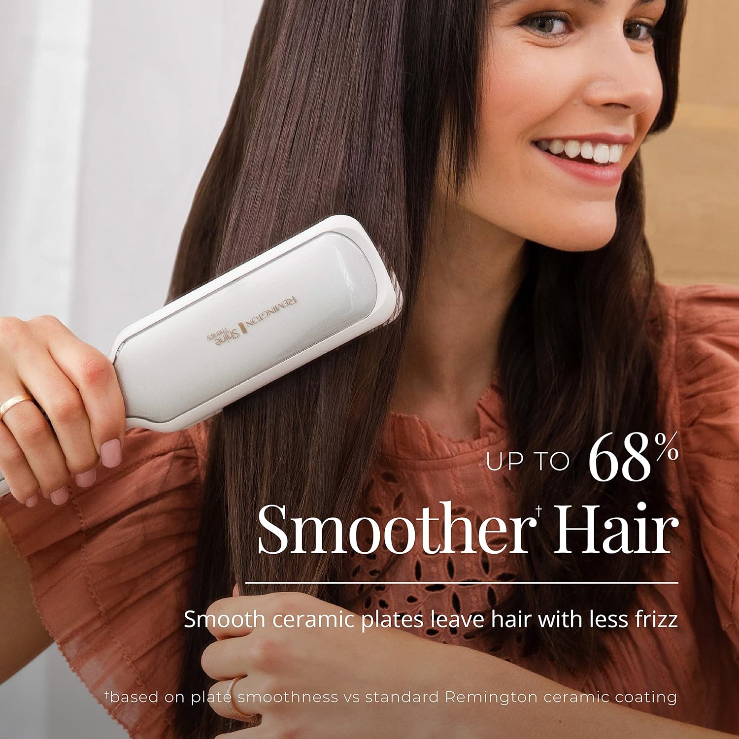 Remington Shine Therapy - Alisadora de cabello de 2 pulgadas, plancha alisadora infundida con aceite de argán y queratina, plancha alisadora profesional de cerámica para menos frizz, herramientas de | Ceramic flat iron plates infused with Argan Oil and Ke