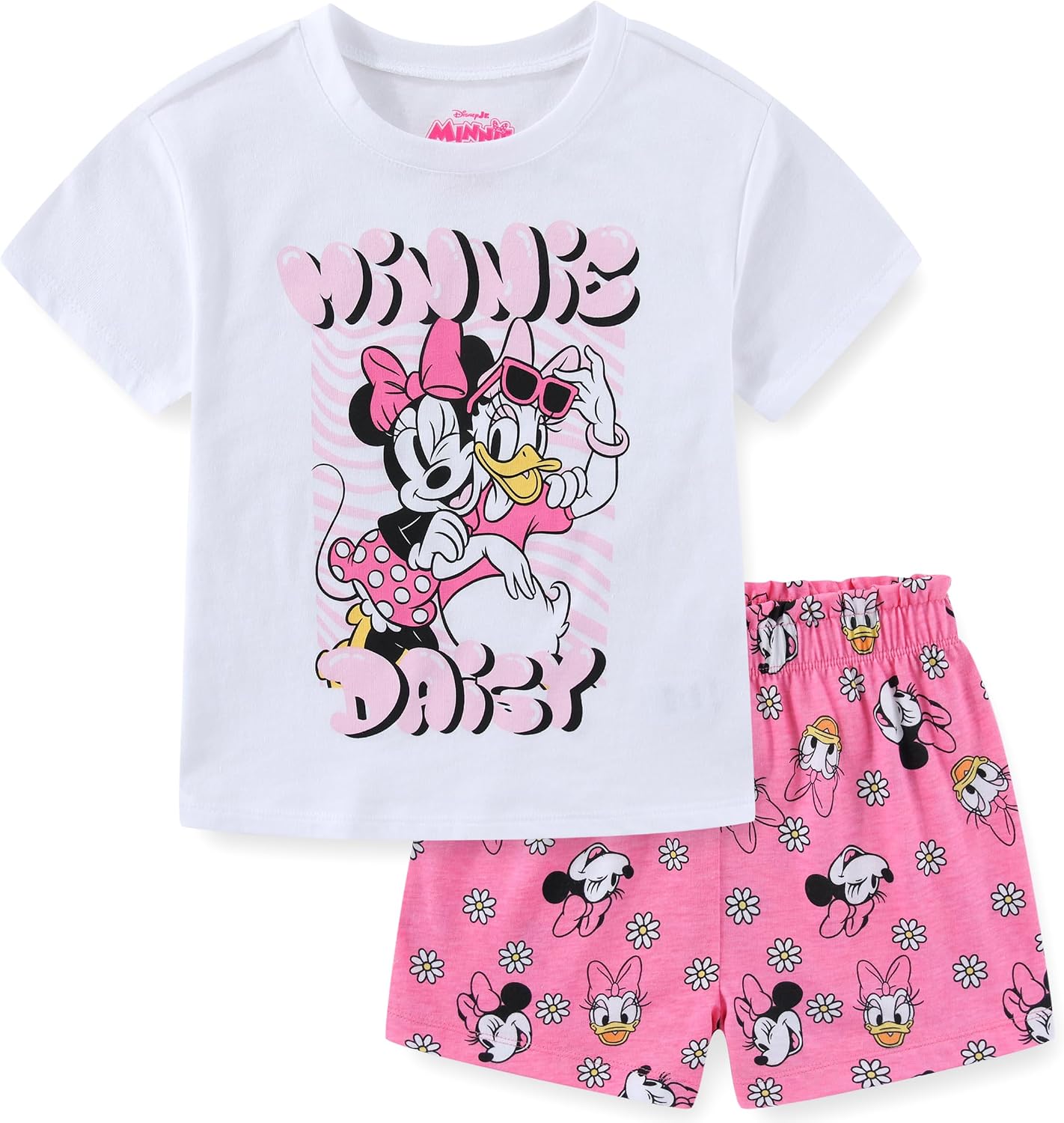 Disney Minnie Mouse Daisy Duck - Conjunto de camiseta de manga corta y pantalones cortos para niñas pequeñas y grandes
