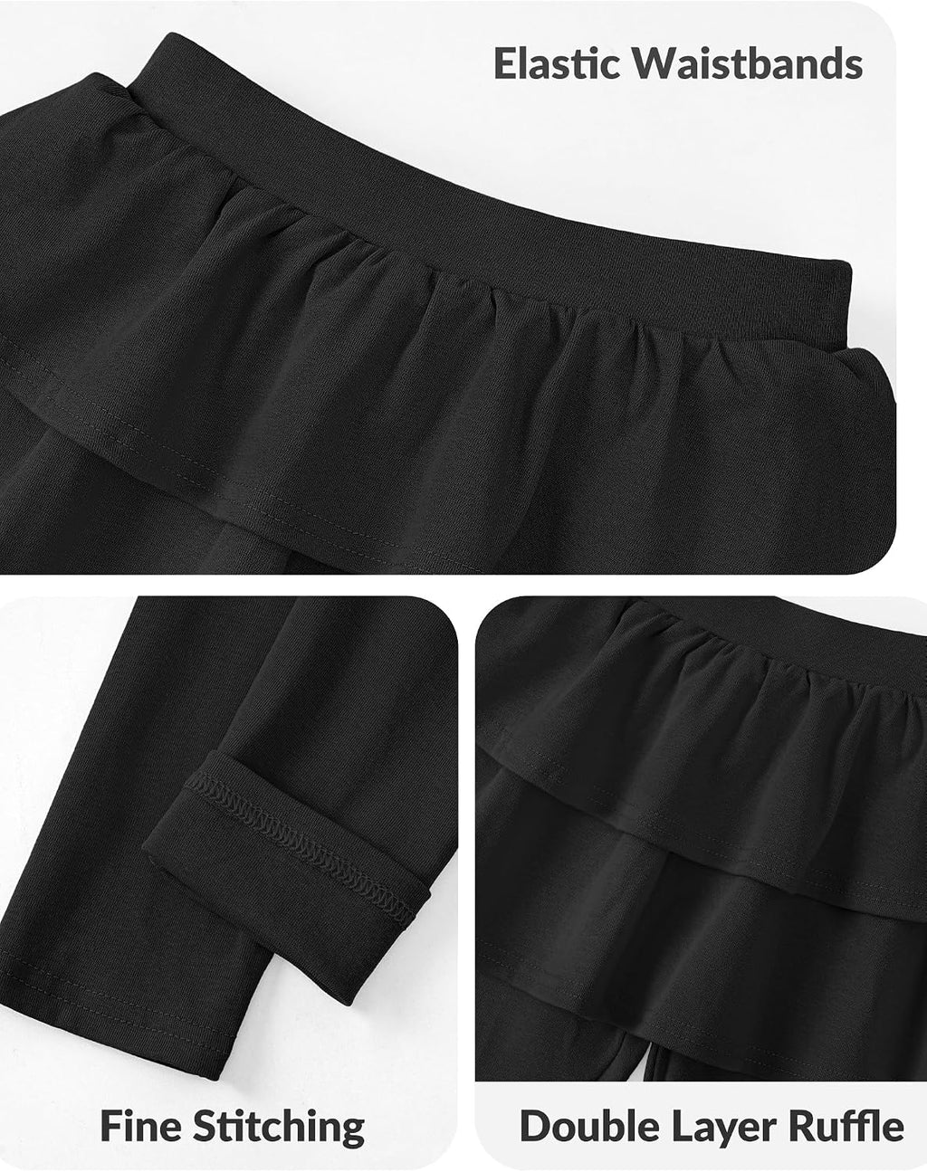 Witwot Paquete de 2 leggings tutú para niña, pantalones de algodón con falda con volantes, talla 18M-5T | Size 18M-5T Baby Girls Clothes