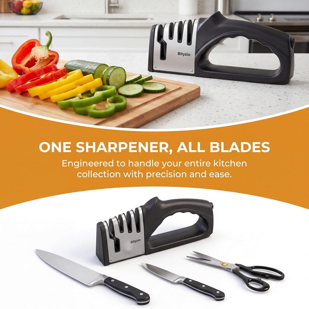 Afilador de cuchillos de cocina 4 en 1, kit de afilado de cuchillos multifuncional, accesorios de cocina elegantes adecuados para cuchillos de cocina, cuchillos de chef, cuchillos de precisión y