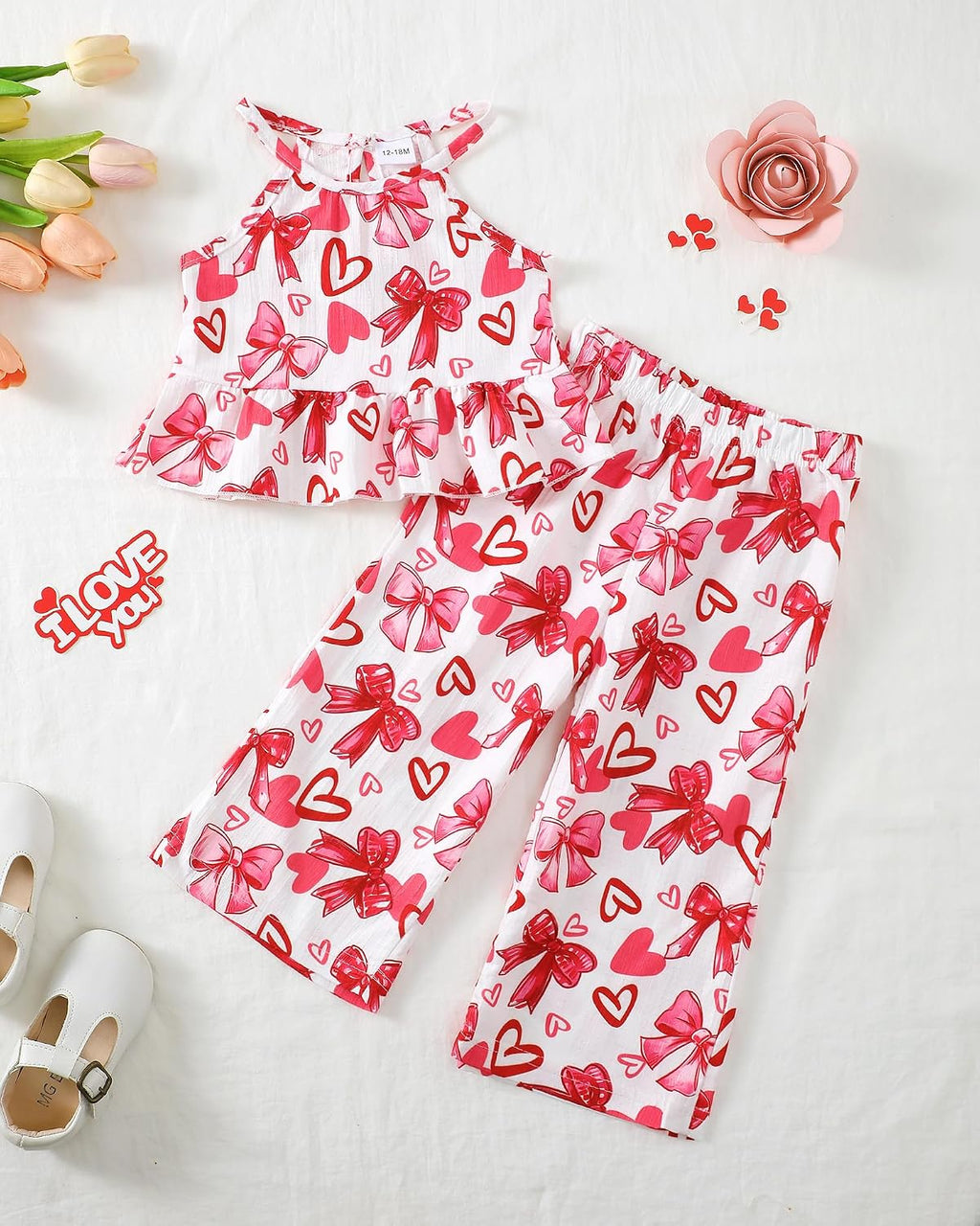 Kucnuzki Ropa de bebé niña pequeña trajes de verano Cami volantes halter tops pantalones de pierna ancha niños conjunto de ropa floral