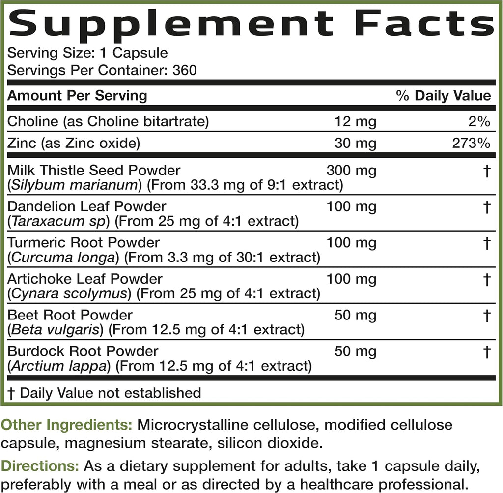 Bronson Desintoxicación Hepática Avanzada Fórmula de Limpieza y Descanso Apoya la Función Saludable del Hígado con Cardo Mariano, Raíz de Diente de León, Cúrcuma, Hoja de Alcachofa y Más, Sin GMO, 60 | Liver Health Support with Milk Thistle, Dandelion Ext