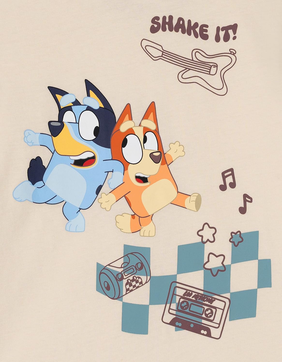 Bluey - Conjunto de camiseta con hombros caídos y pantalones cortos para niños de tamaños de bebé a grandes (2T - 10-12)