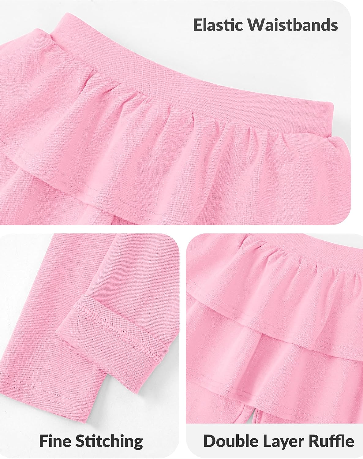 Witwot Paquete de 2 leggings tutú para niña, pantalones de algodón con falda con volantes, talla 18M-5T | Size 18M-5T Baby Girls Clothes