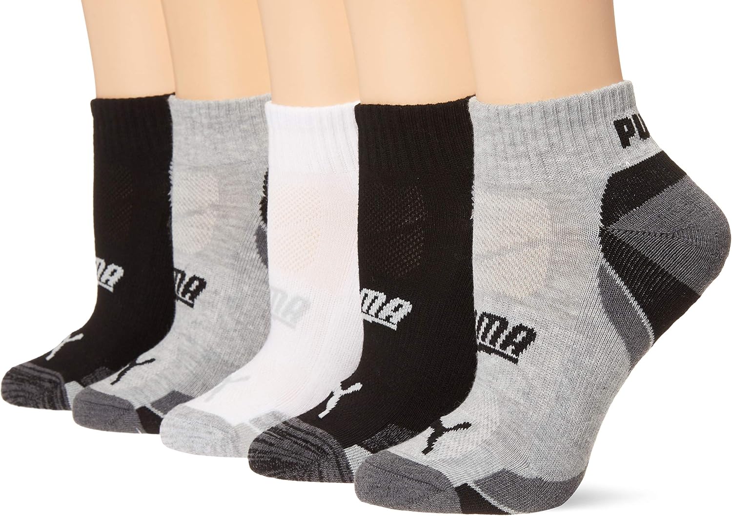 PUMA Calcetines Quarter Crew para mujer (paquete de 6)
