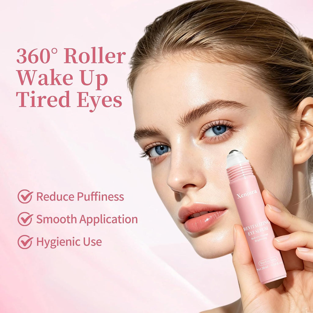 Suero de retinol y cafeína para debajo de los ojos, crema refrescante Xenjura para ojos hinchados y ojeras, removedor de arrugas antienvejecimiento para líneas finas, cuidado de la piel vegano (0.7 fl