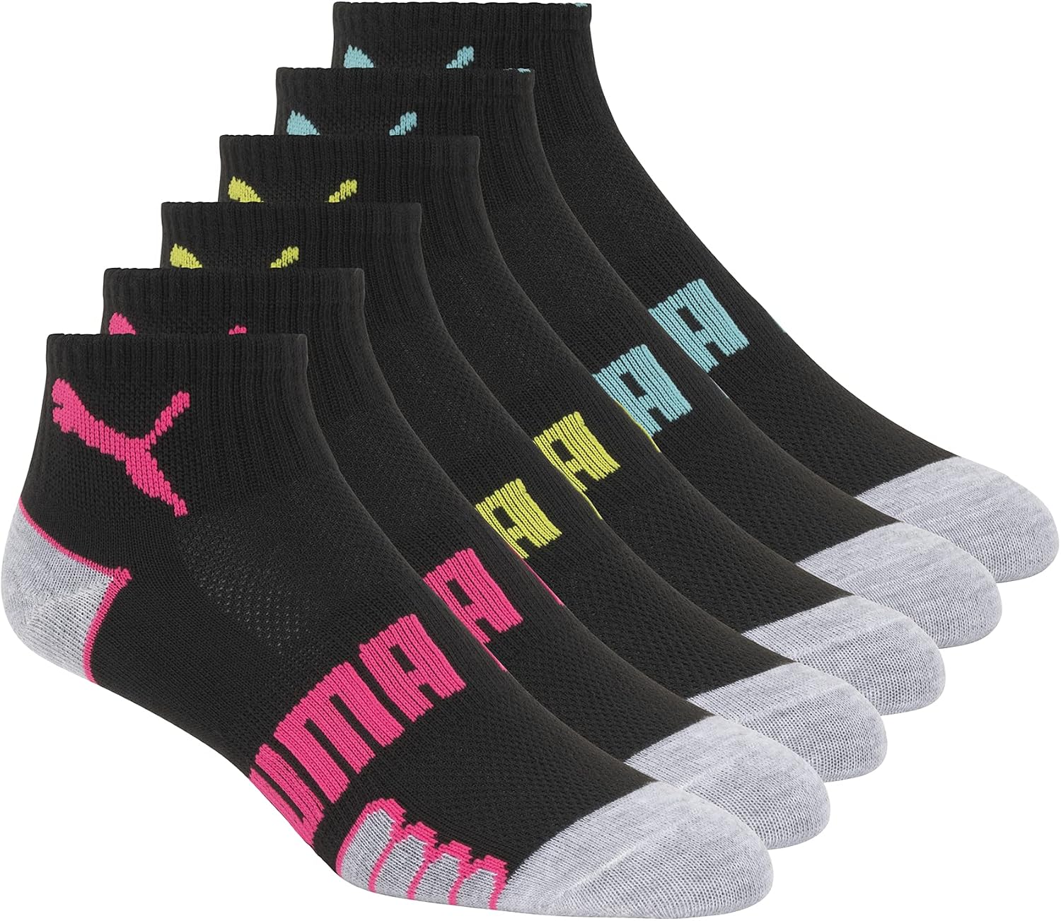 PUMA Calcetines Quarter Crew para mujer (paquete de 6)