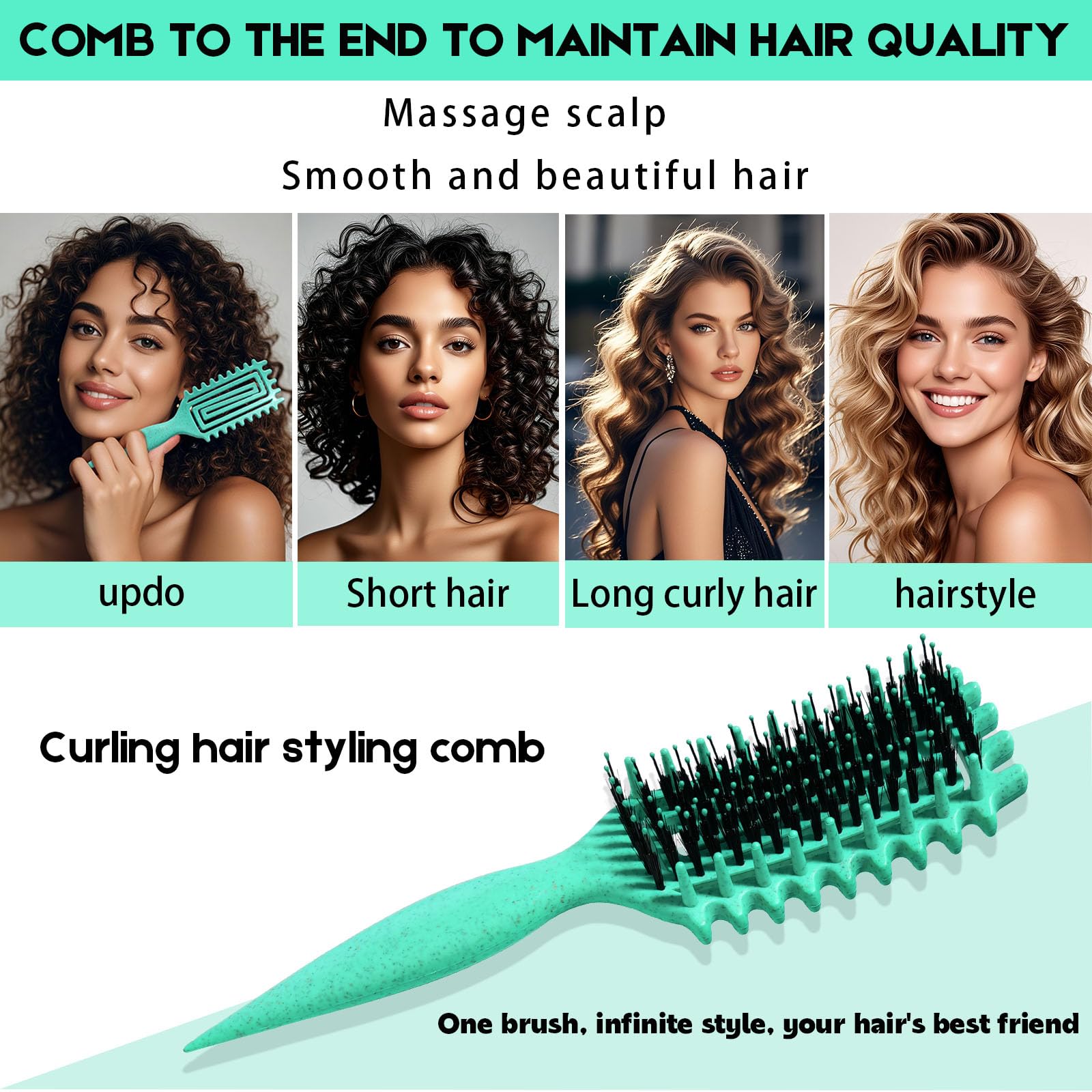 Cepillo para cabello rizado Candybrush Cepillo para definir rizos para desenredar, dar forma y definir rizos para mujeres, hombres, cabello húmedo y seco (Morado)
