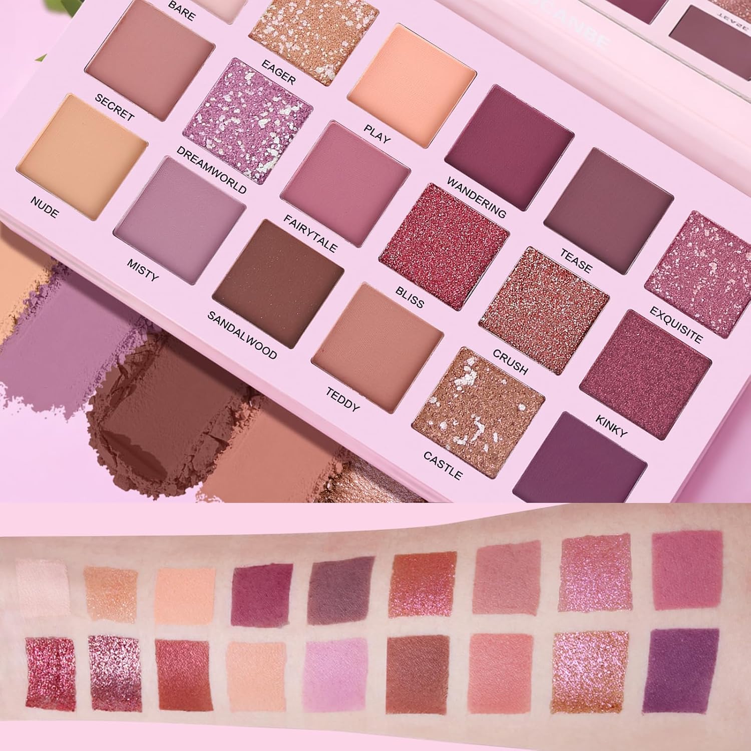 UCANBE Kit de paleta de sombra de ojos profesional de 18 colores con aroma desnudo, larga duración, multi brillo reflectante mate con brillo prensado, perlas de sombra de ojos, maquillaje en polvo