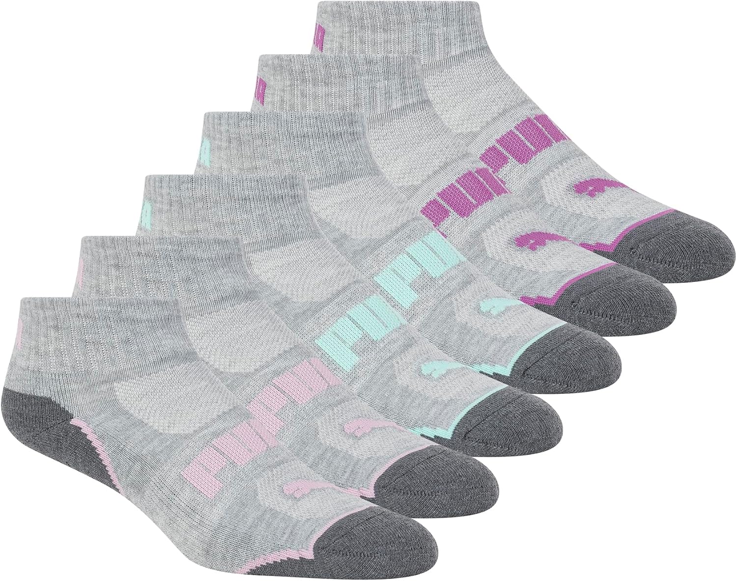 PUMA Calcetines Quarter Crew para mujer (paquete de 6)