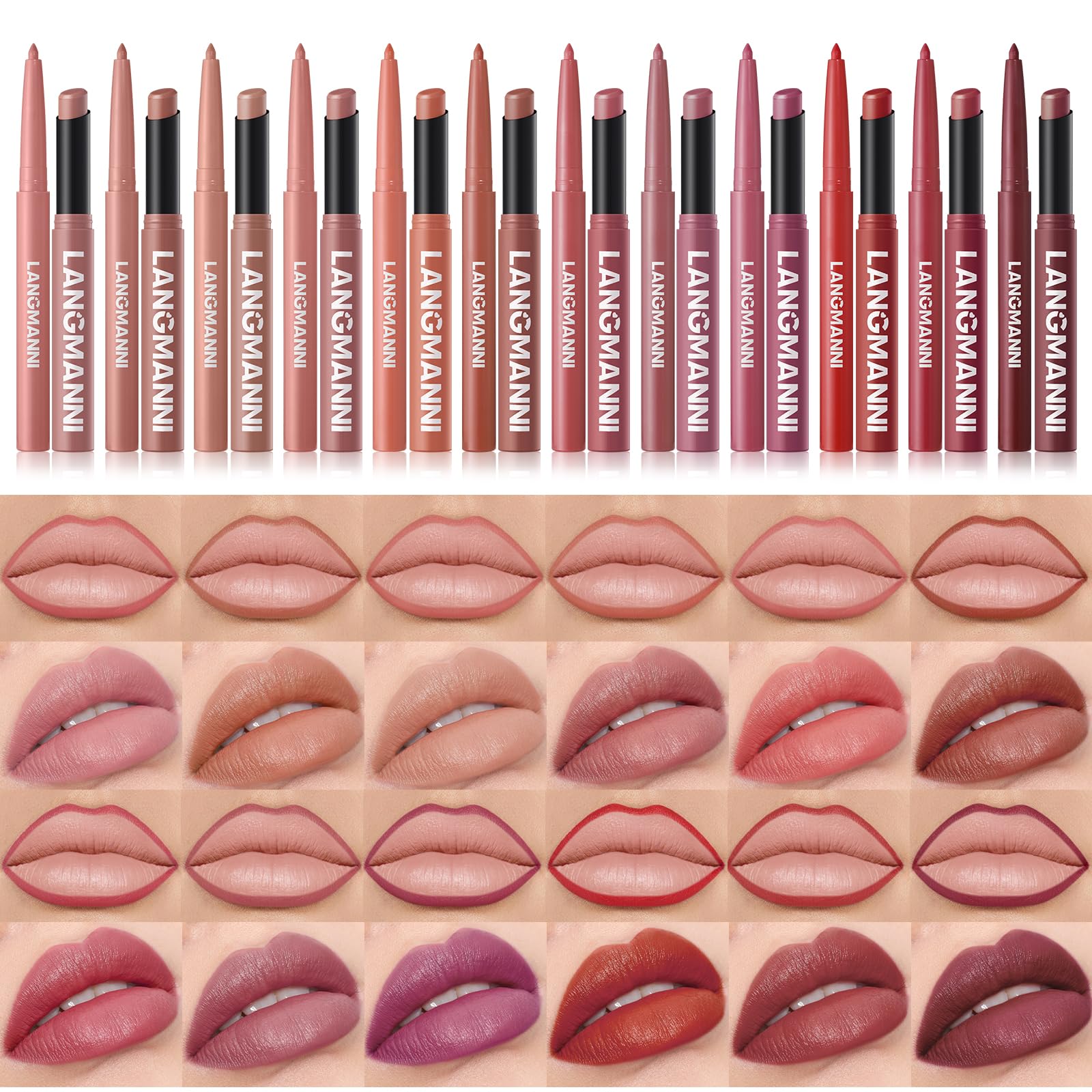 BestLand 12Pcs Matte Liquid Lipstick + Lip Liner Pens Set, Velvety Nude Lip Stain Waterproof Long Wear Makeup Gift Set